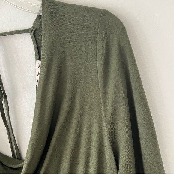 Haute Hippie Green Faux Wrap / Open Back Long Sleeve Stretch Dress - Picture 5 of 16